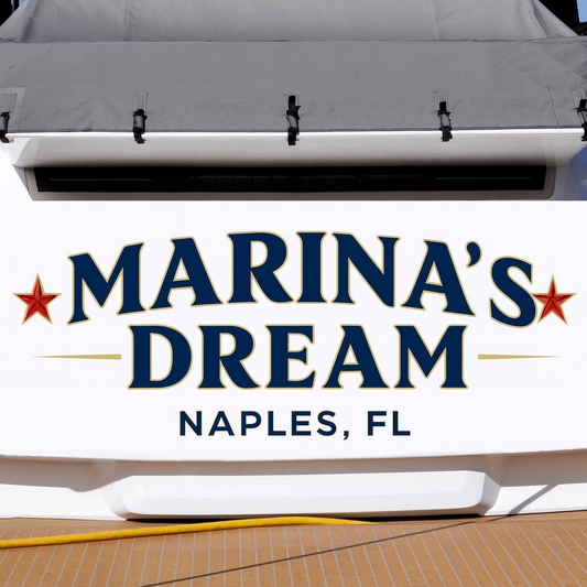 Custom Boat Stern Decal Sticker Sign | Boat Stern Name & Hailing City (Port) Sign