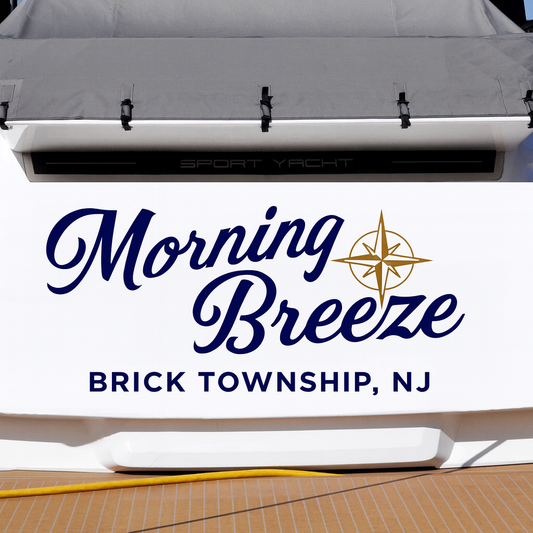 Custom Boat Stern Decal Sticker Sign | Boat Stern Name & Hailing City (Port) Sign
