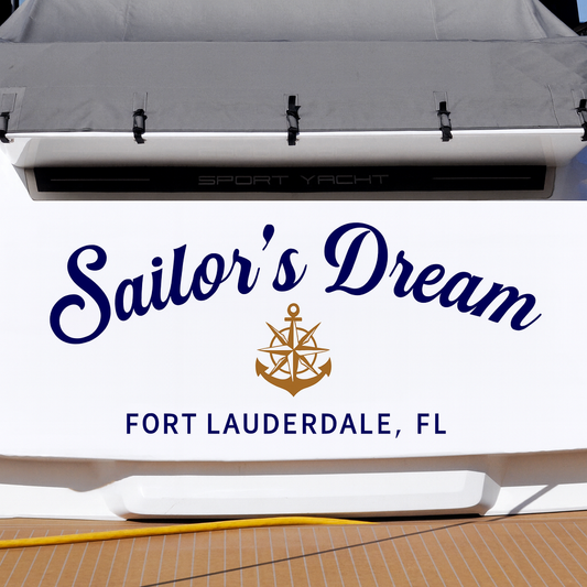 Custom Boat Stern Decal Sticker Sign | Boat Stern Name & Hailing City (Port) Sign
