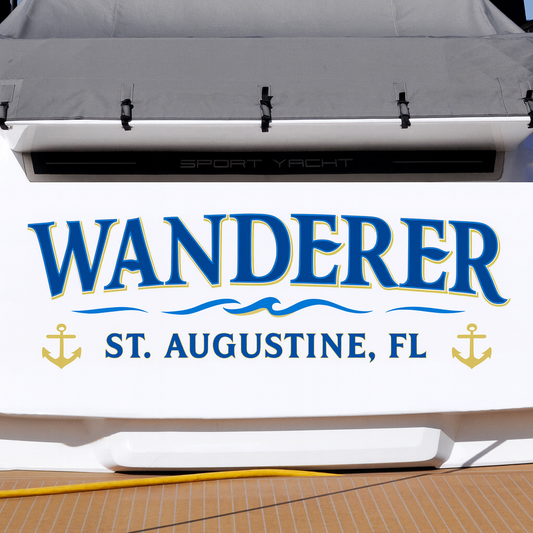 Custom Boat Stern Decal Sticker Sign | Boat Stern Name & Hailing City (Port) Sign