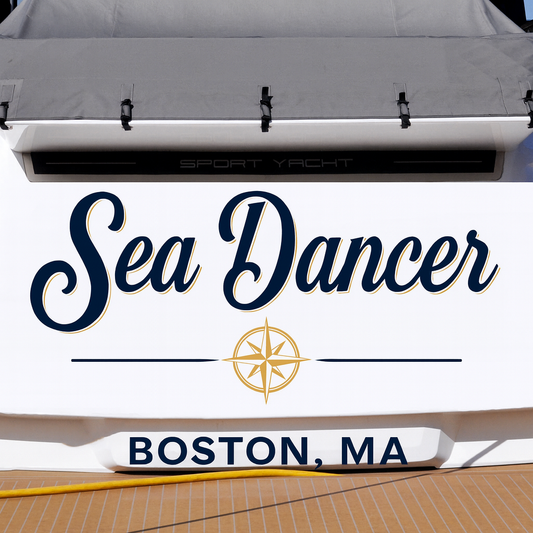 Custom Boat Stern Decal Sticker Sign | Boat Stern Name & Hailing City (Port) Sign