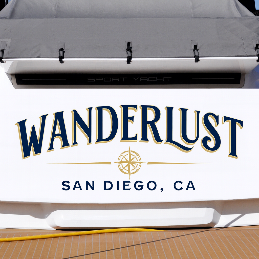 Custom Boat Stern Decal Sticker Sign | Boat Stern Name & Hailing City (Port) Sign