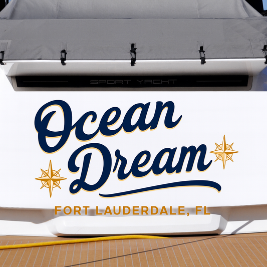 Custom Boat Stern Decal Sticker Sign | Boat Stern Name & Hailing City (Port) Sign