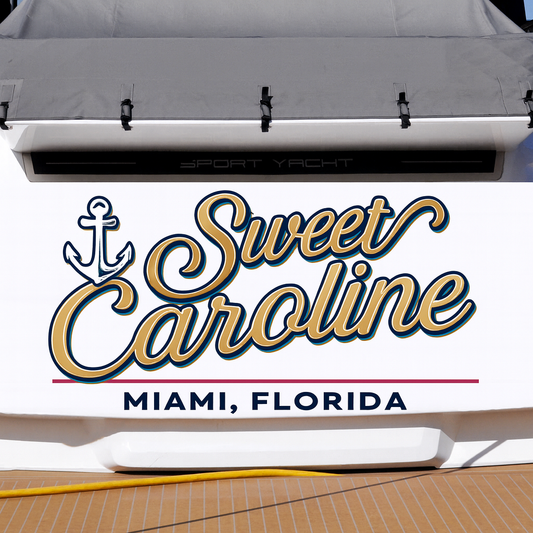 Custom Boat Stern Decal Sticker Sign | Boat Stern Name & Hailing City (Port) Sign