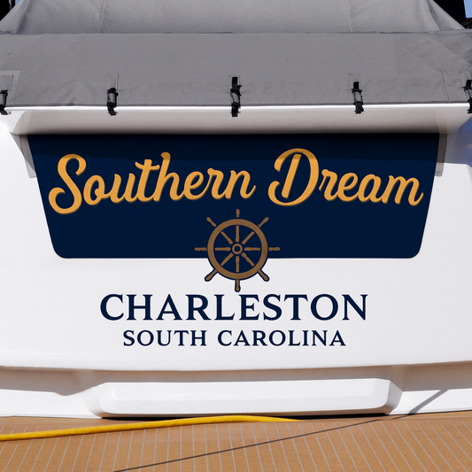 Custom Boat Stern Decal Sticker Sign | Boat Stern Name & Hailing City (Port) Sign