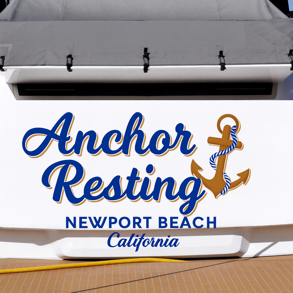 Custom Boat Stern Decal Sticker Sign | Boat Stern Name & Hailing City (Port) Sign