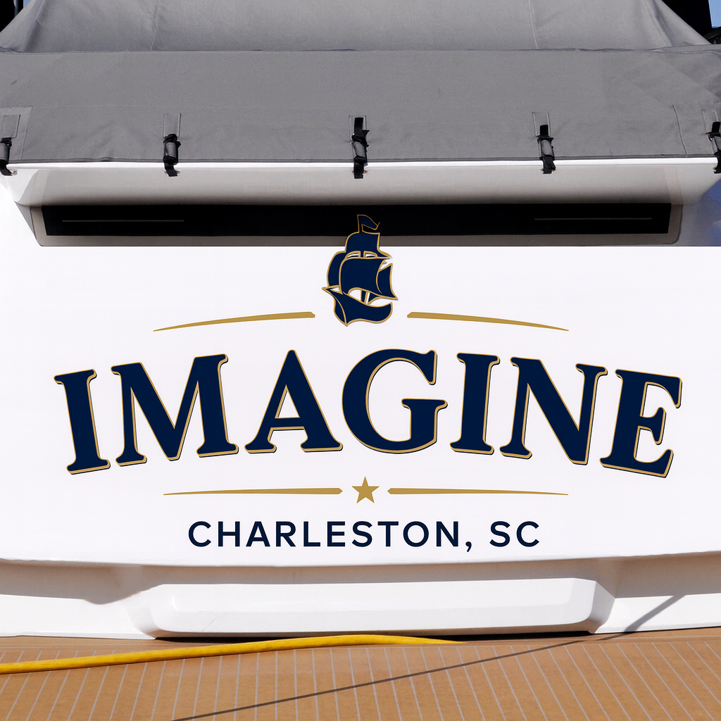 Custom Boat Stern Decal Sticker Sign | Boat Stern Name & Hailing City (Port) Sign