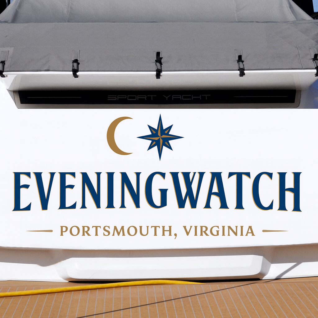 Custom Boat Stern Decal Sticker Sign | Boat Stern Name & Hailing City (Port) Sign