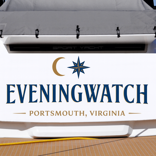 Custom Boat Stern Decal Sticker Sign | Boat Stern Name & Hailing City (Port) Sign