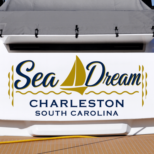 Custom Boat Stern Decal Sticker Sign | Boat Stern Name & Hailing City (Port) Sign