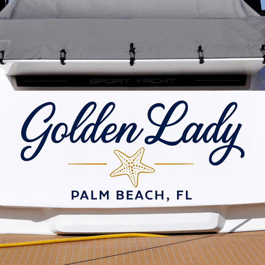 Custom Boat Stern Decal Sticker Sign | Boat Stern Name & Hailing City (Port) Sign