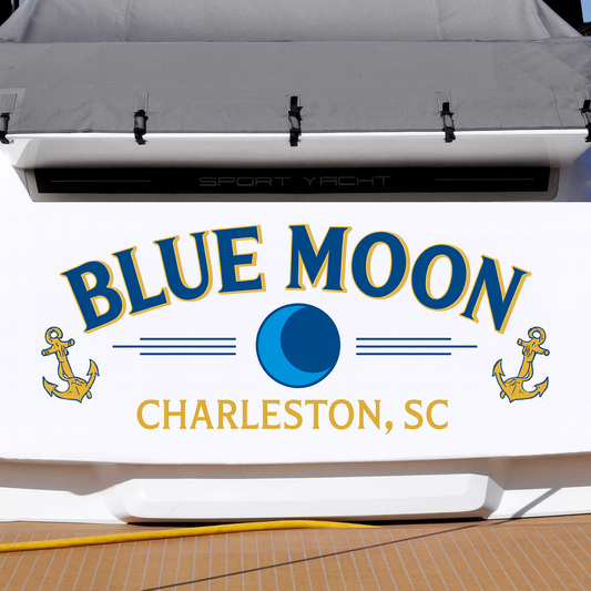 Custom Boat Stern Decal Sticker Sign | Boat Stern Name & Hailing City (Port) Sign