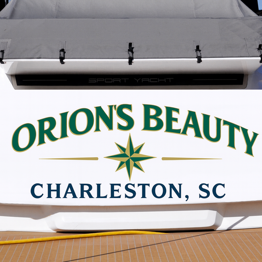 Custom Boat Stern Decal Sticker Sign | Boat Stern Name & Hailing City (Port) Sign