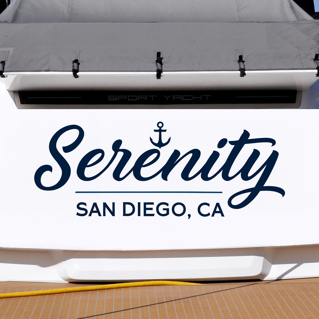 Custom Boat Stern Decal Sticker Sign | Boat Stern Name & Hailing City (Port) Sign