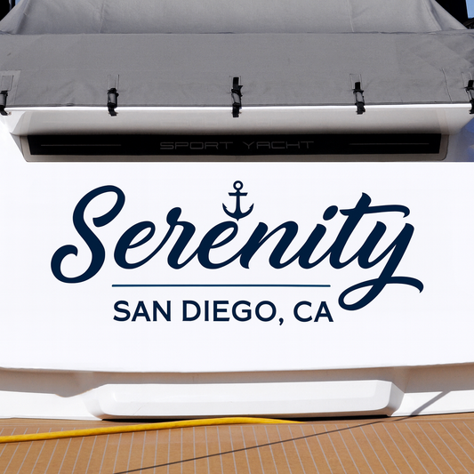 Custom Boat Stern Decal Sticker Sign | Boat Stern Name & Hailing City (Port) Sign