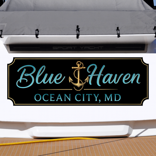 Custom Boat Stern Decal Sticker Sign | Boat Stern Name & Hailing City (Port) Sign