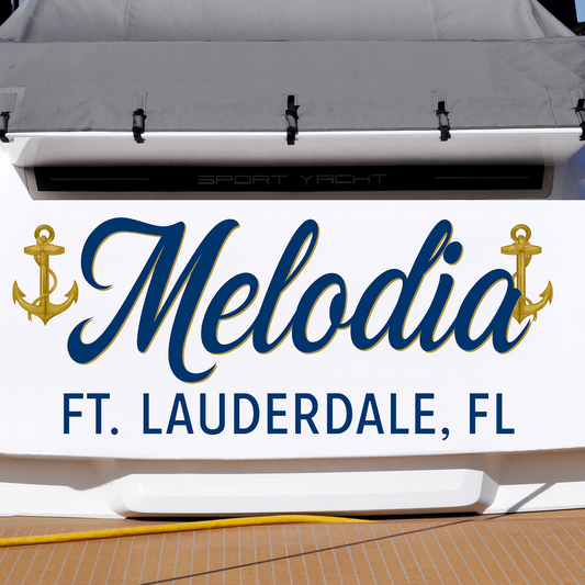 Custom Boat Stern Decal Sticker Sign | Boat Stern Name & Hailing City (Port) Sign