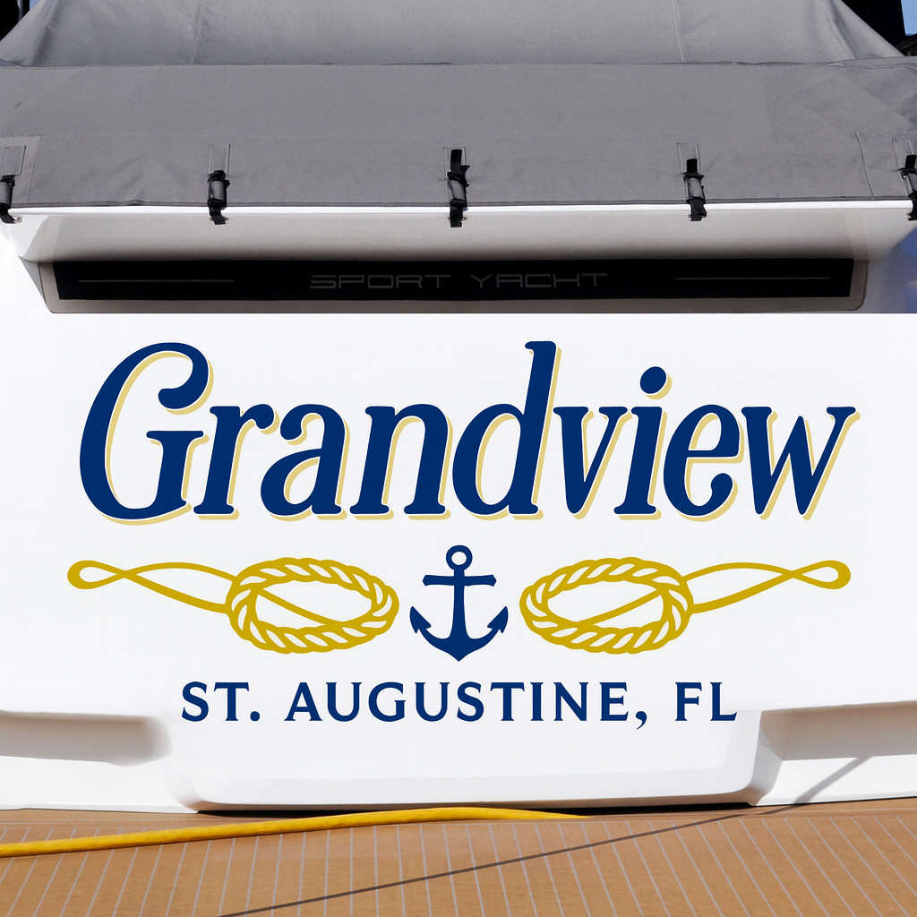 Custom Boat Stern Decal Sticker Sign | Boat Stern Name & Hailing City (Port) Sign