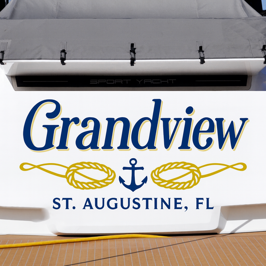 Custom Boat Stern Decal Sticker Sign | Boat Stern Name & Hailing City (Port) Sign