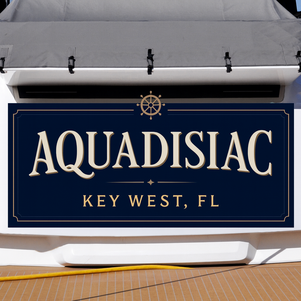 Custom Boat Stern Decal Sticker Sign | Boat Stern Name & Hailing City (Port) Sign