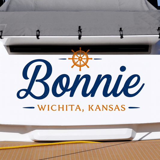 Custom Boat Stern Decal Sticker Sign | Boat Stern Name & Hailing City (Port) Sign