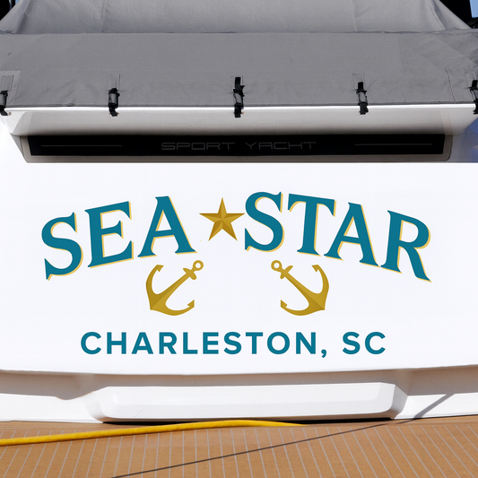 Custom Boat Stern Decal Sticker Sign | Boat Stern Name & Hailing City (Port) Sign