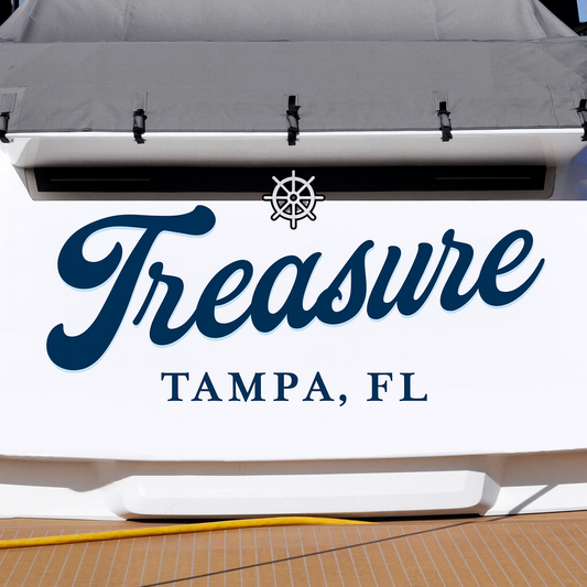 Custom Boat Stern Decal Sticker Sign | Boat Stern Name & Hailing City (Port) Sign