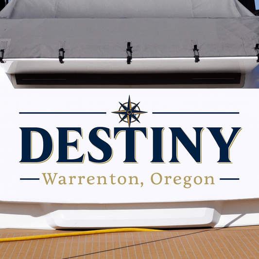 Custom Boat Stern Decal Sticker Sign | Boat Stern Name & Hailing City (Port) Sign