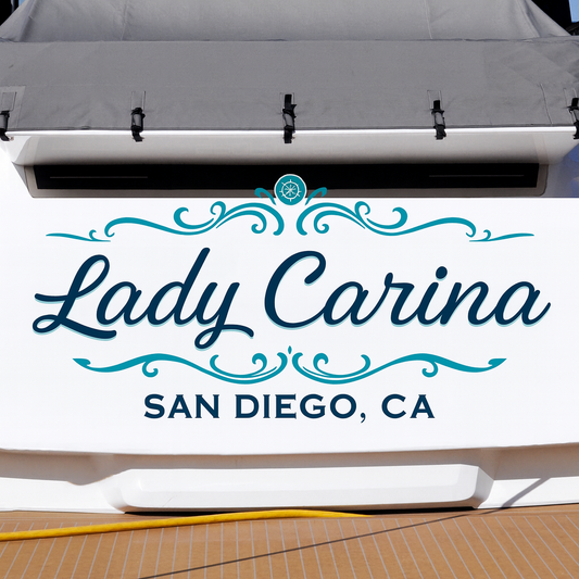 Custom Boat Stern Decal Sticker Sign | Boat Stern Name & Hailing City (Port) Sign