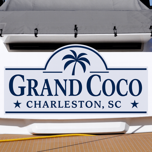 Custom Boat Stern Decal Sticker Sign | Boat Stern Name & Hailing City (Port) Sign