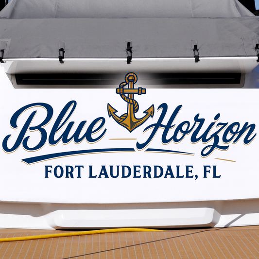 Custom Boat Stern Decal Sticker Sign | Boat Stern Name & Hailing City (Port) Sign