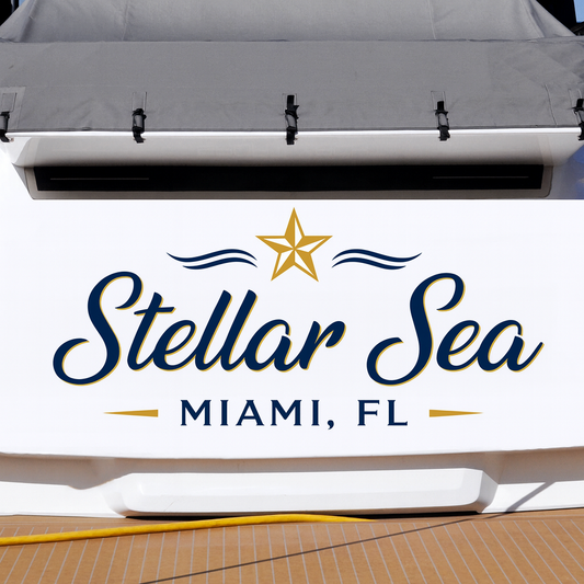 Custom Boat Stern Decal Sticker Sign | Boat Stern Name & Hailing City (Port) Sign