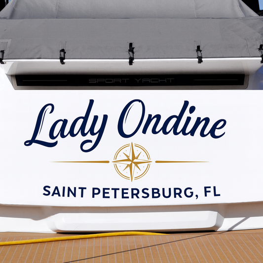Custom Boat Stern Decal Sticker Sign | Boat Stern Name & Hailing City (Port) Sign