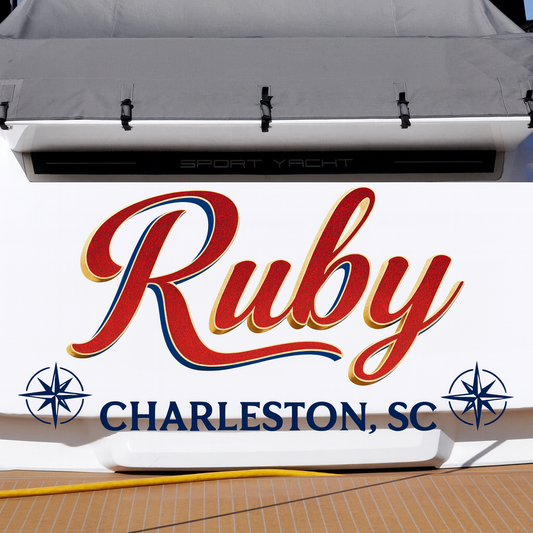 Custom Boat Stern Decal Sticker Sign | Boat Stern Name & Hailing City (Port) Sign