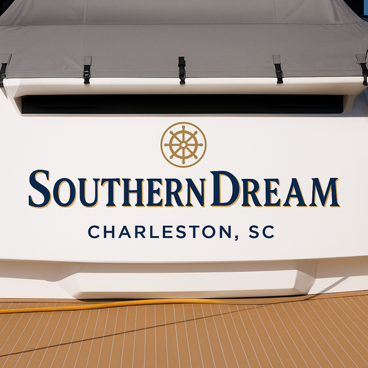 Custom Boat Stern Decal Sticker Sign | Boat Stern Name & Hailing City (Port) Sign