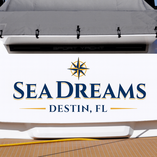 Custom Boat Stern Decal Sticker Sign | Boat Stern Name & Hailing City (Port) Sign