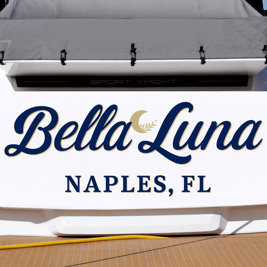 Custom Boat Stern Decal Sticker Sign | Boat Stern Name & Hailing City (Port) Sign