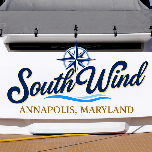Custom Boat Stern Decal Sticker Sign | Boat Stern Name & Hailing City (Port) Sign