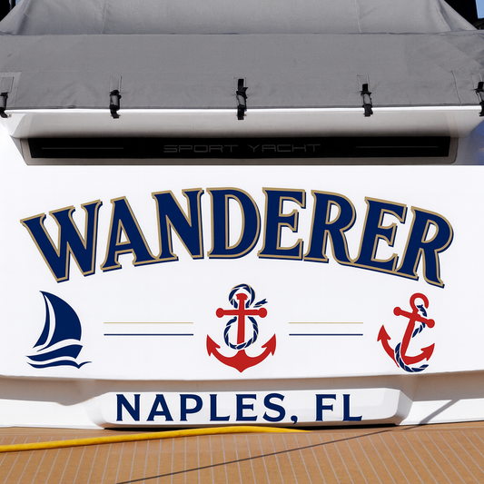 Custom Boat Stern Decal Sticker Sign | Boat Stern Name & Hailing City (Port) Sign