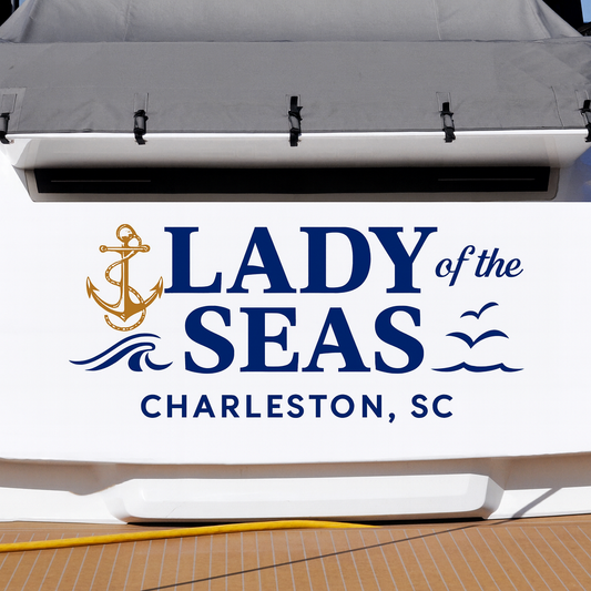 Custom Boat Stern Decal Sticker Sign | Boat Stern Name & Hailing City (Port) Sign