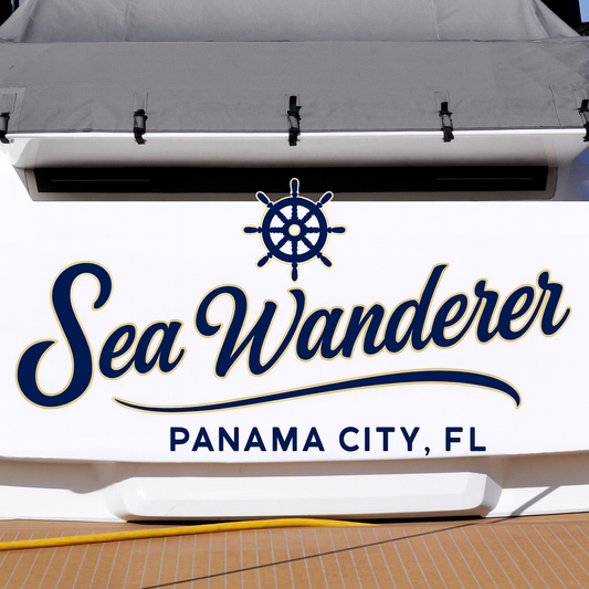 Custom Boat Stern Decal Sticker Sign | Boat Stern Name & Hailing City (Port) Sign