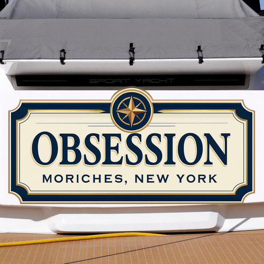 Custom Boat Stern Decal Sticker Sign | Boat Stern Name & Hailing City (Port) Sign