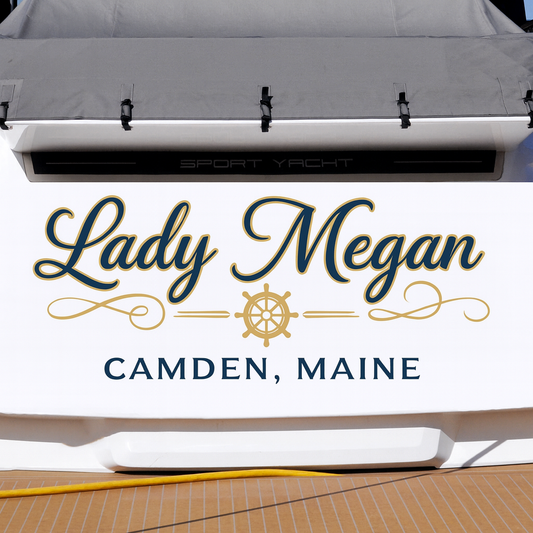 Custom Boat Stern Decal Sticker Sign | Boat Stern Name & Hailing City (Port) Sign