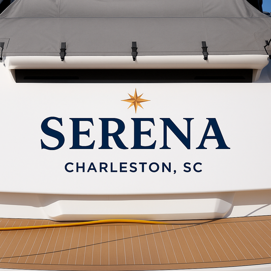 Custom Boat Stern Decal Sticker Sign | Boat Stern Name & Hailing City (Port) Sign