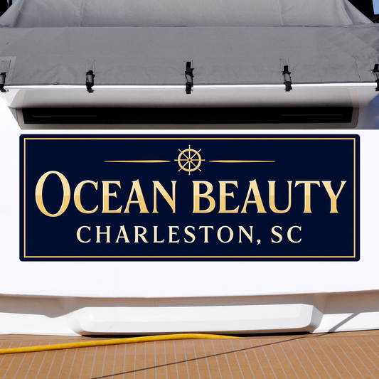 Custom Boat Stern Decal Sticker Sign | Boat Stern Name & Hailing City (Port) Sign