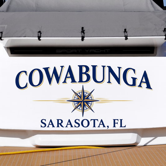 Custom Boat Stern Decal Sticker Sign | Boat Stern Name & Hailing City (Port) Sign