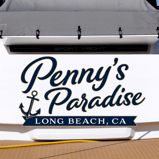 Custom Boat Stern Decal Sticker Sign | Boat Stern Name & Hailing City (Port) Sign