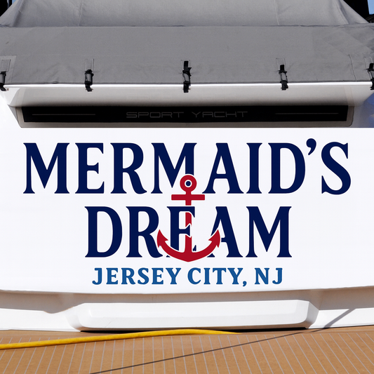 Custom Boat Stern Decal Sticker Sign | Boat Stern Name & Hailing City (Port) Sign