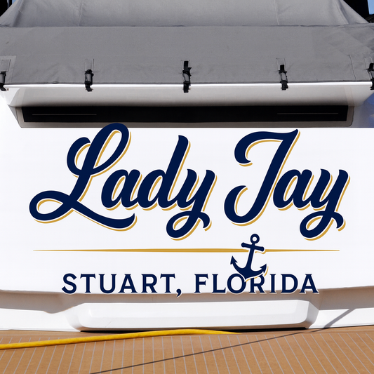 Custom Boat Stern Decal Sticker Sign | Boat Stern Name & Hailing City (Port) Sign