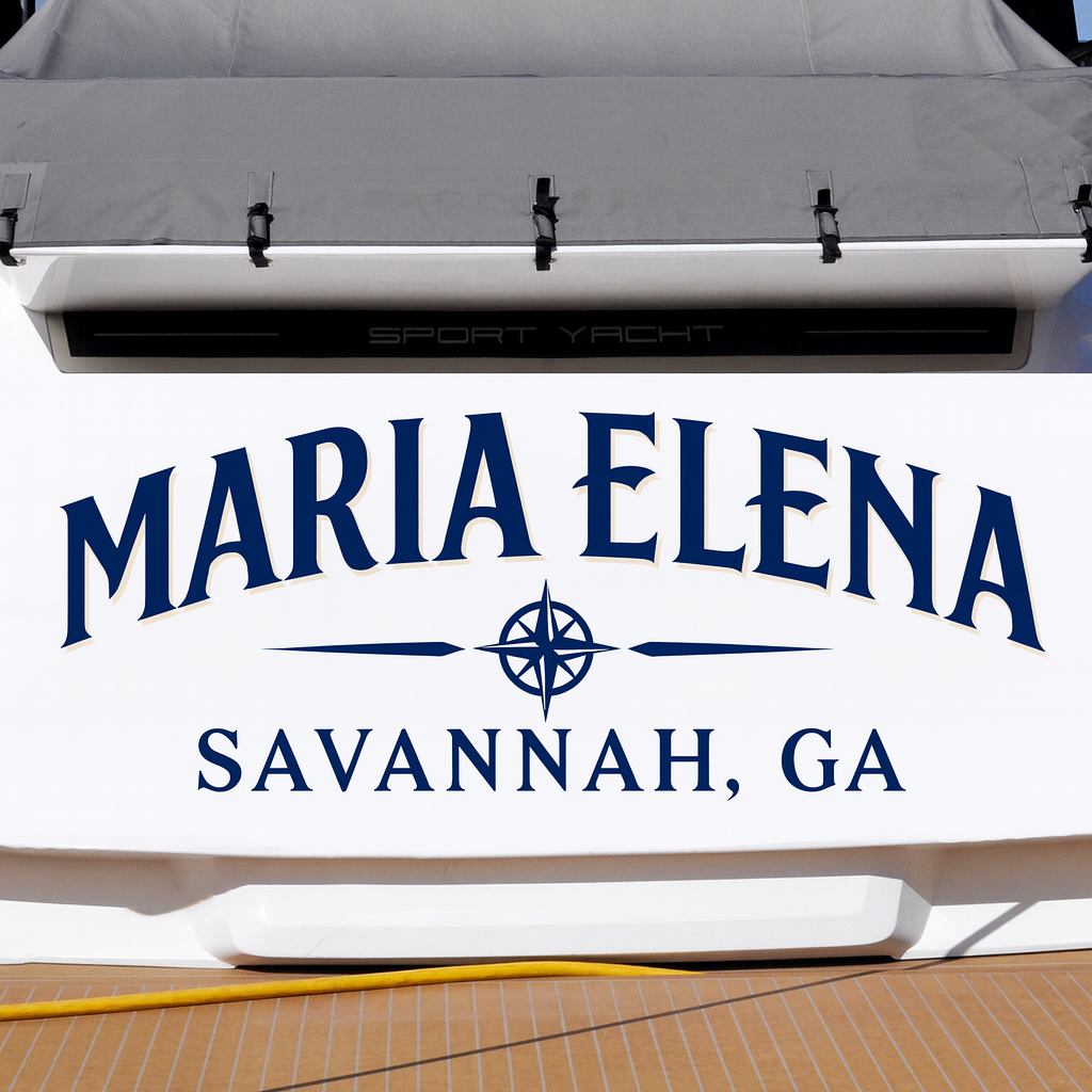 Custom Boat Stern Decal Sticker Sign | Boat Stern Name & Hailing City (Port) Sign